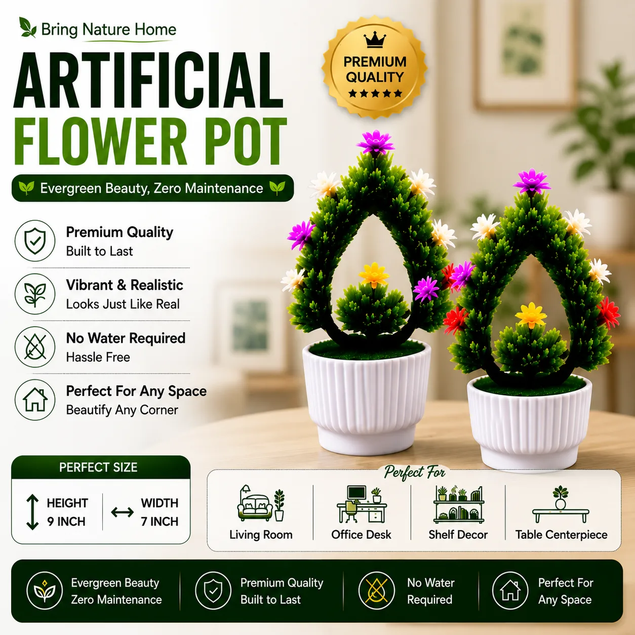 Artificial Flower Pot – Premium Decorative Plant Set of 2