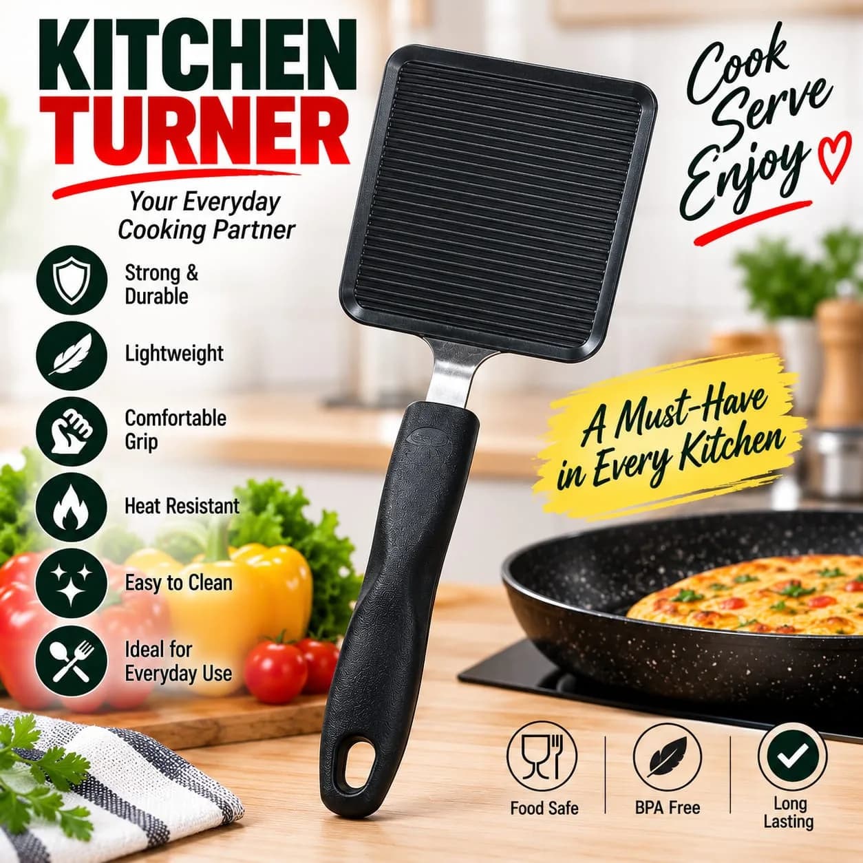Kitchen Turner Spatula – Black 3
