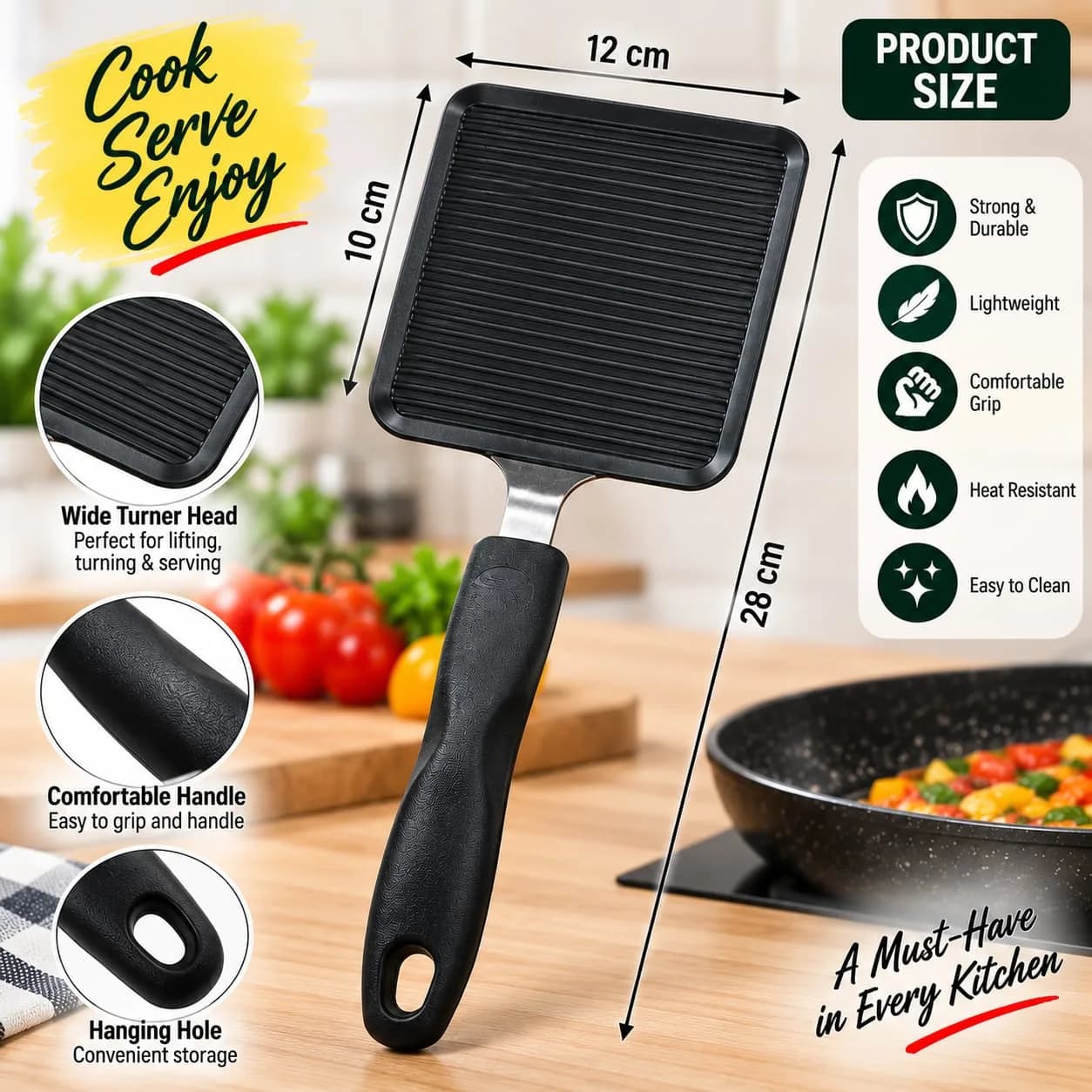Kitchen Turner Spatula – Black