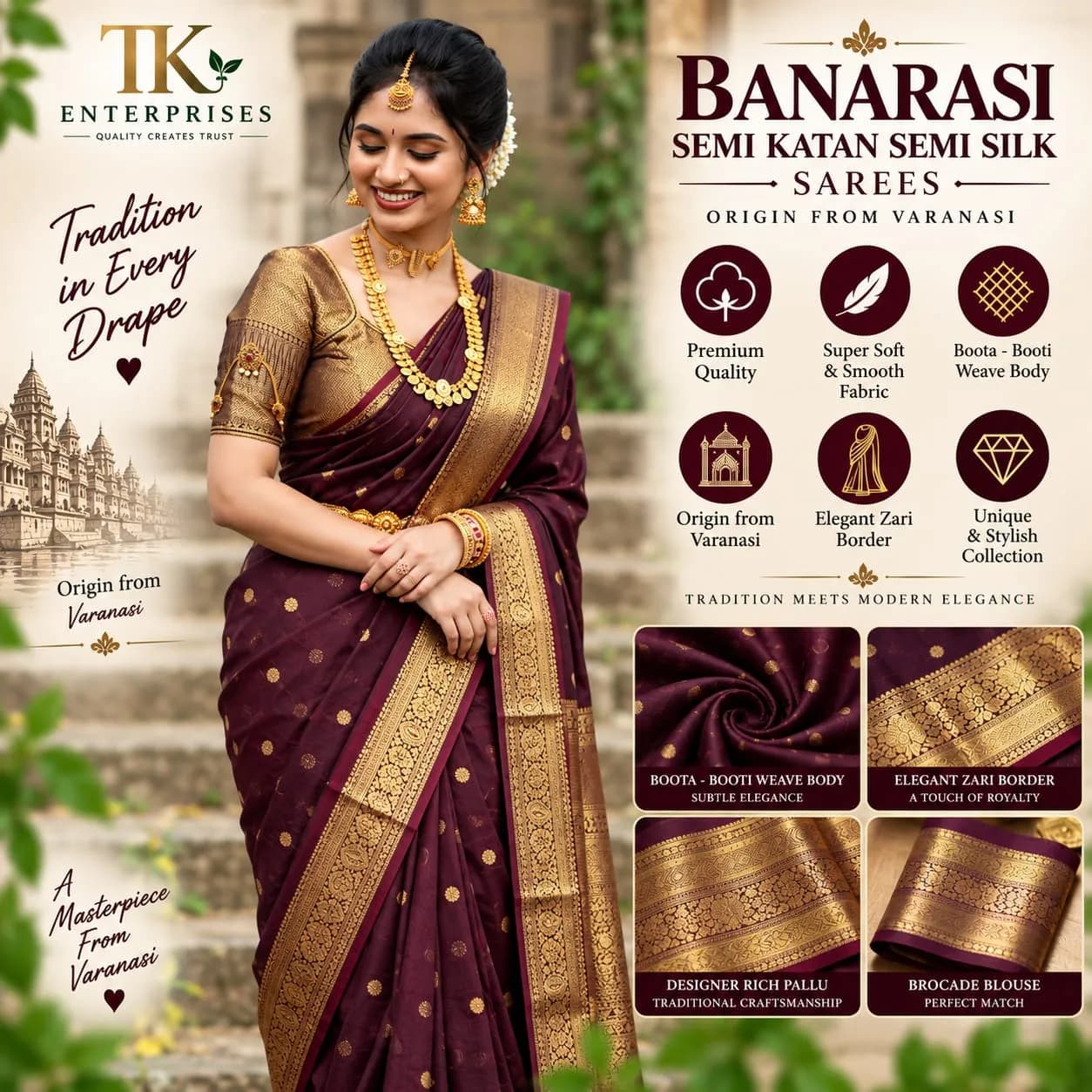 Banarasi Semi Katan Semi Silk Saree 2