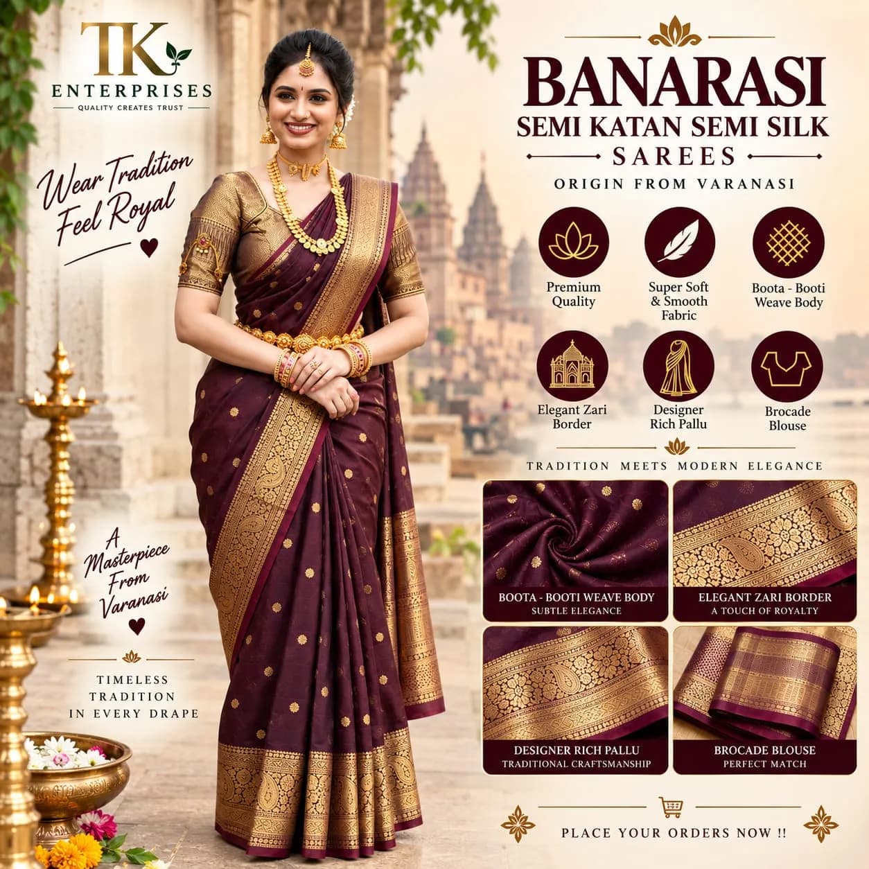 Banarasi Semi Katan Semi Silk Saree
