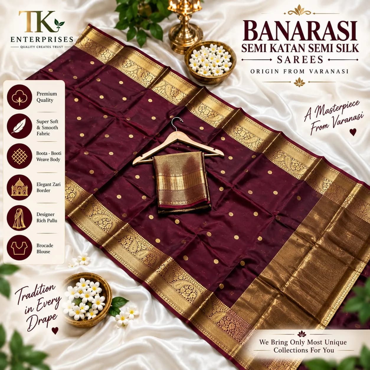 Banarasi Semi Katan Semi Silk Saree 3