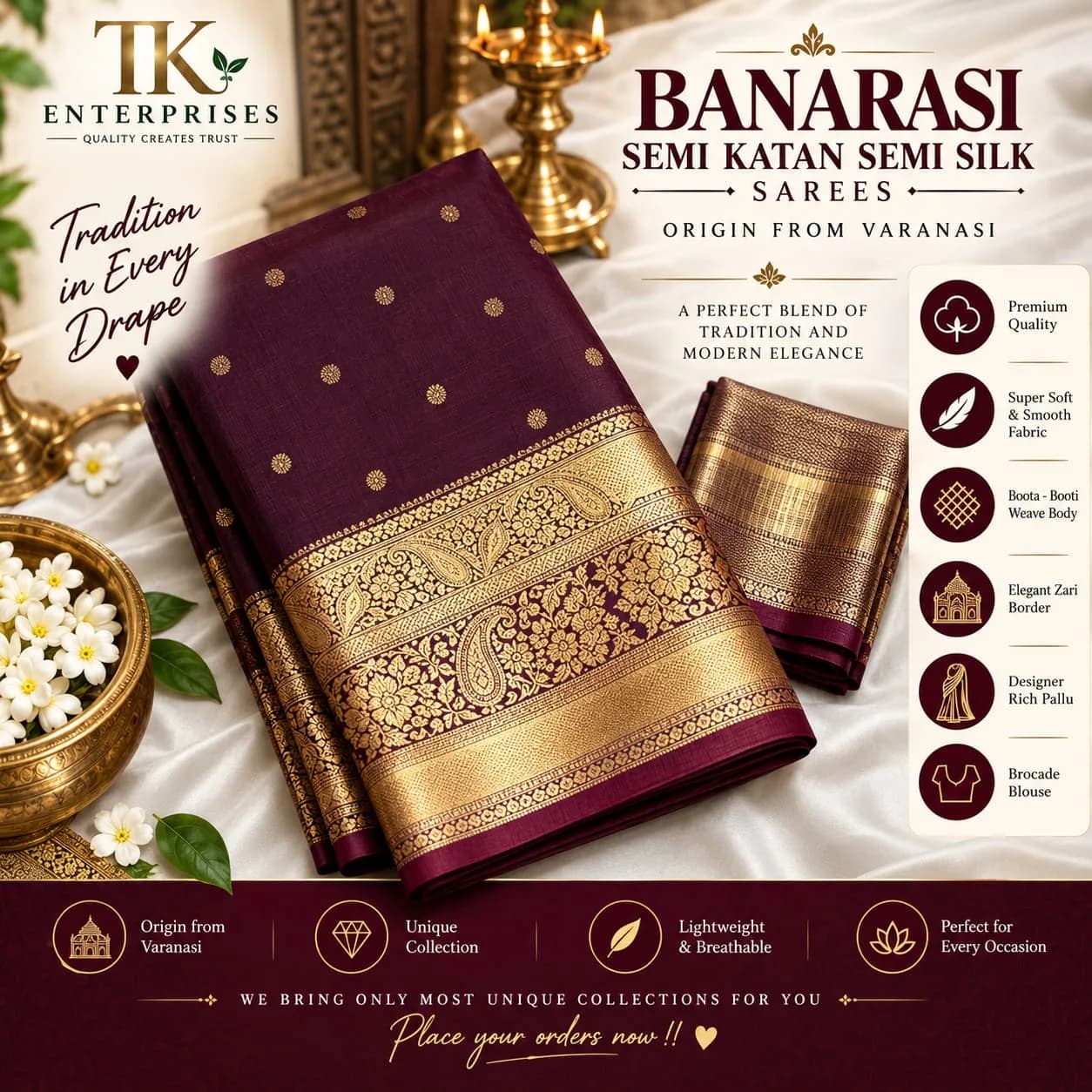 Banarasi Semi Katan Semi Silk Saree 6