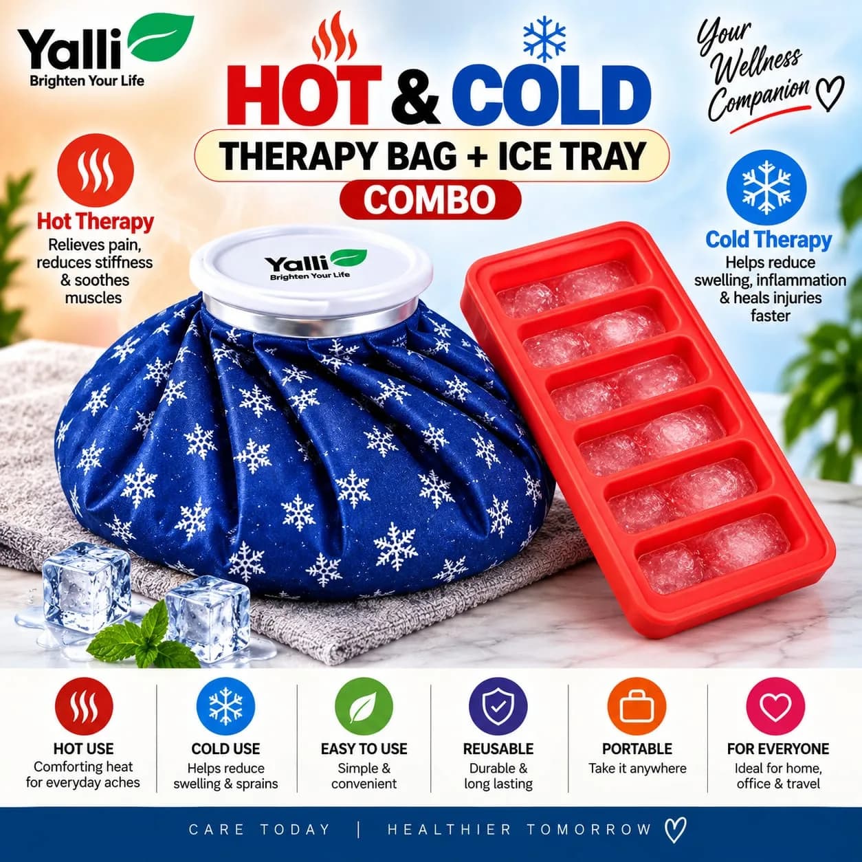 Hot & Cold Therapy Bag + Ice Tray Combo