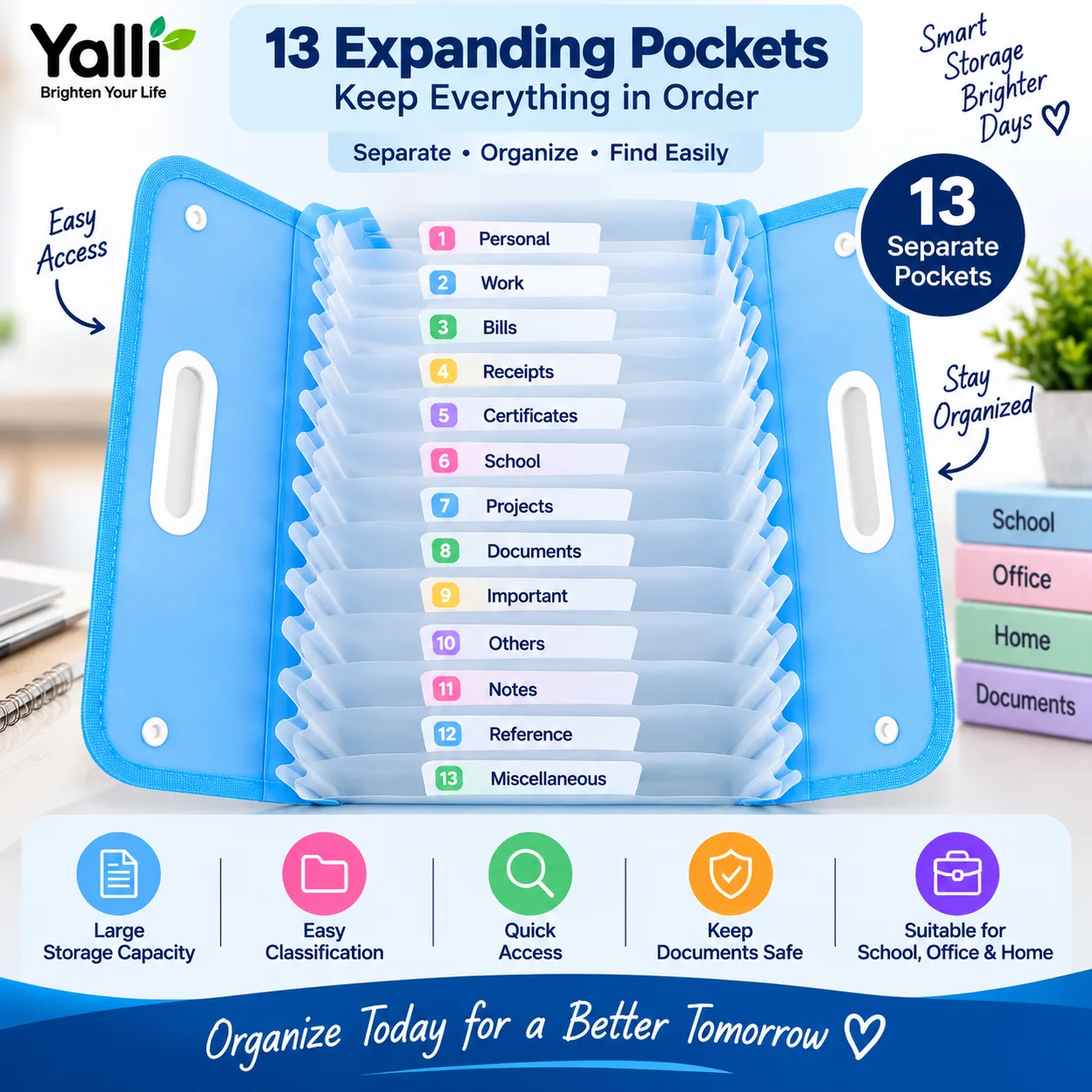 *13 Pockets Vertical Expanding File Folder – A4 Document Organizer* 3