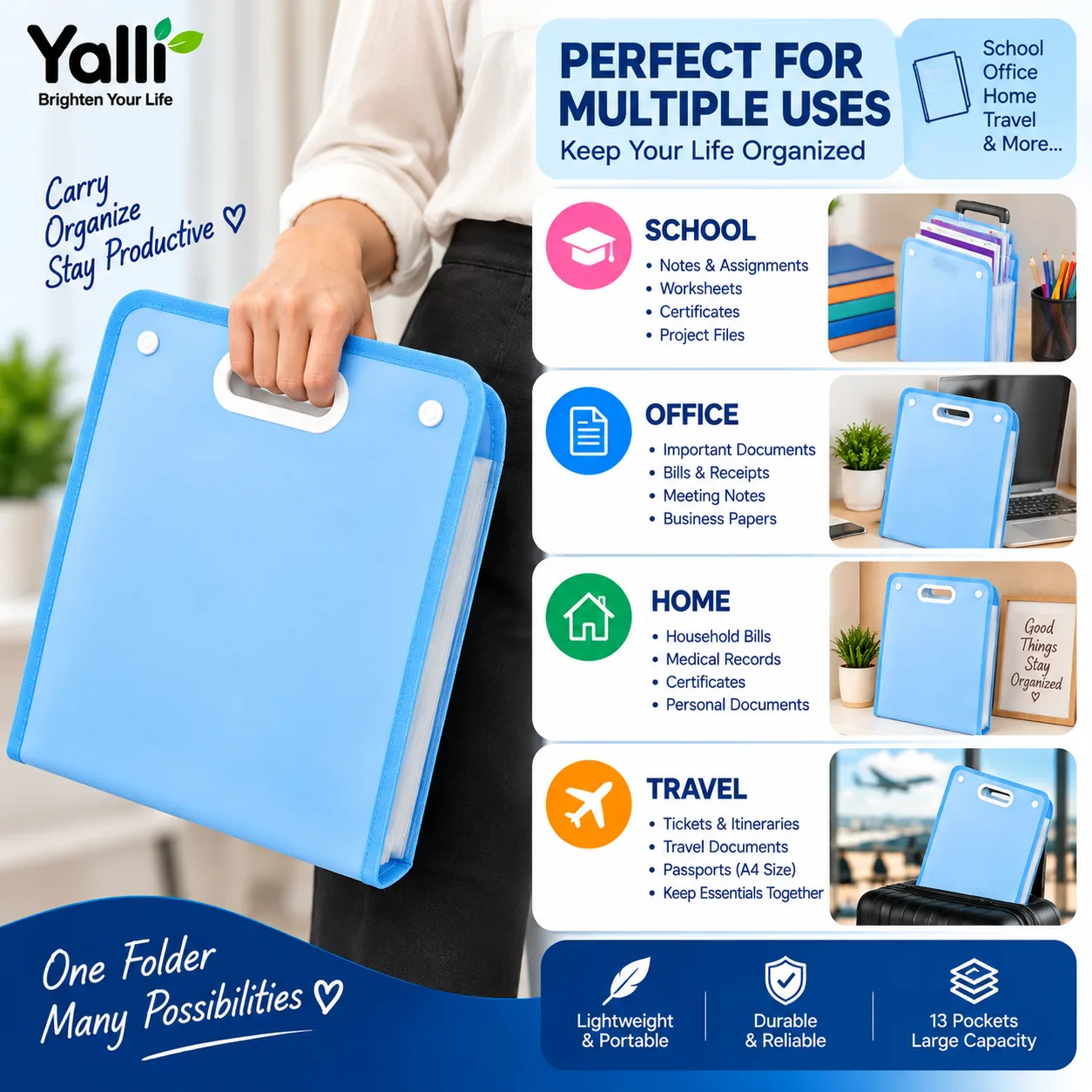 *13 Pockets Vertical Expanding File Folder – A4 Document Organizer* 4