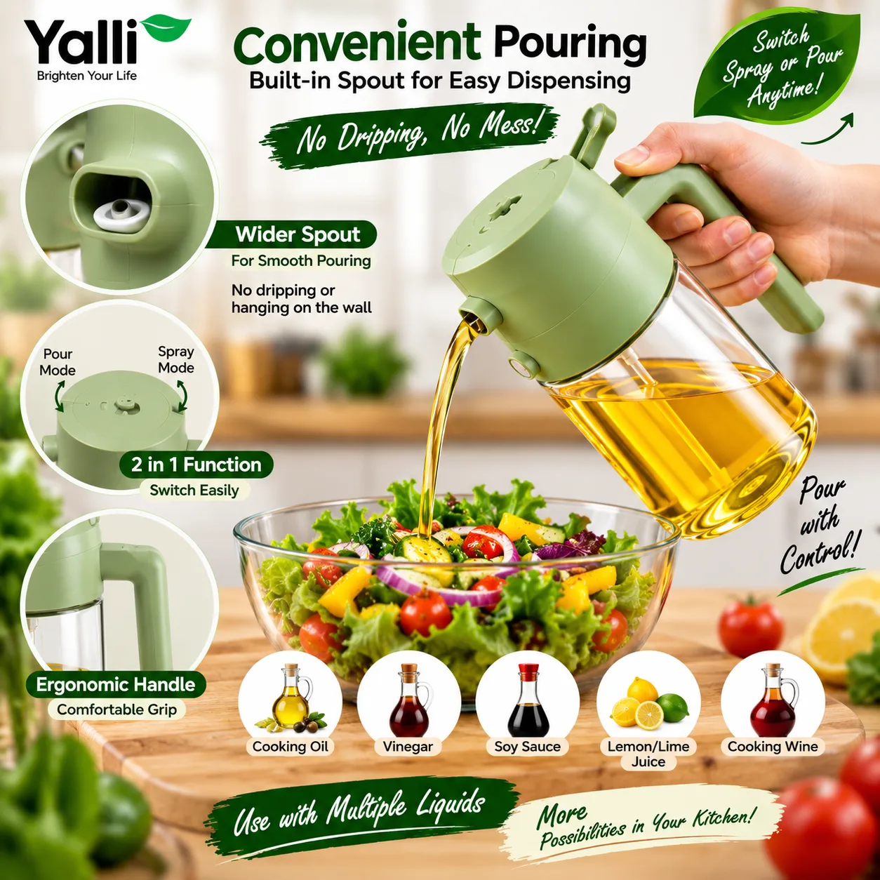 🫒 2-in-1 Oil Sprayer and Dispenser
