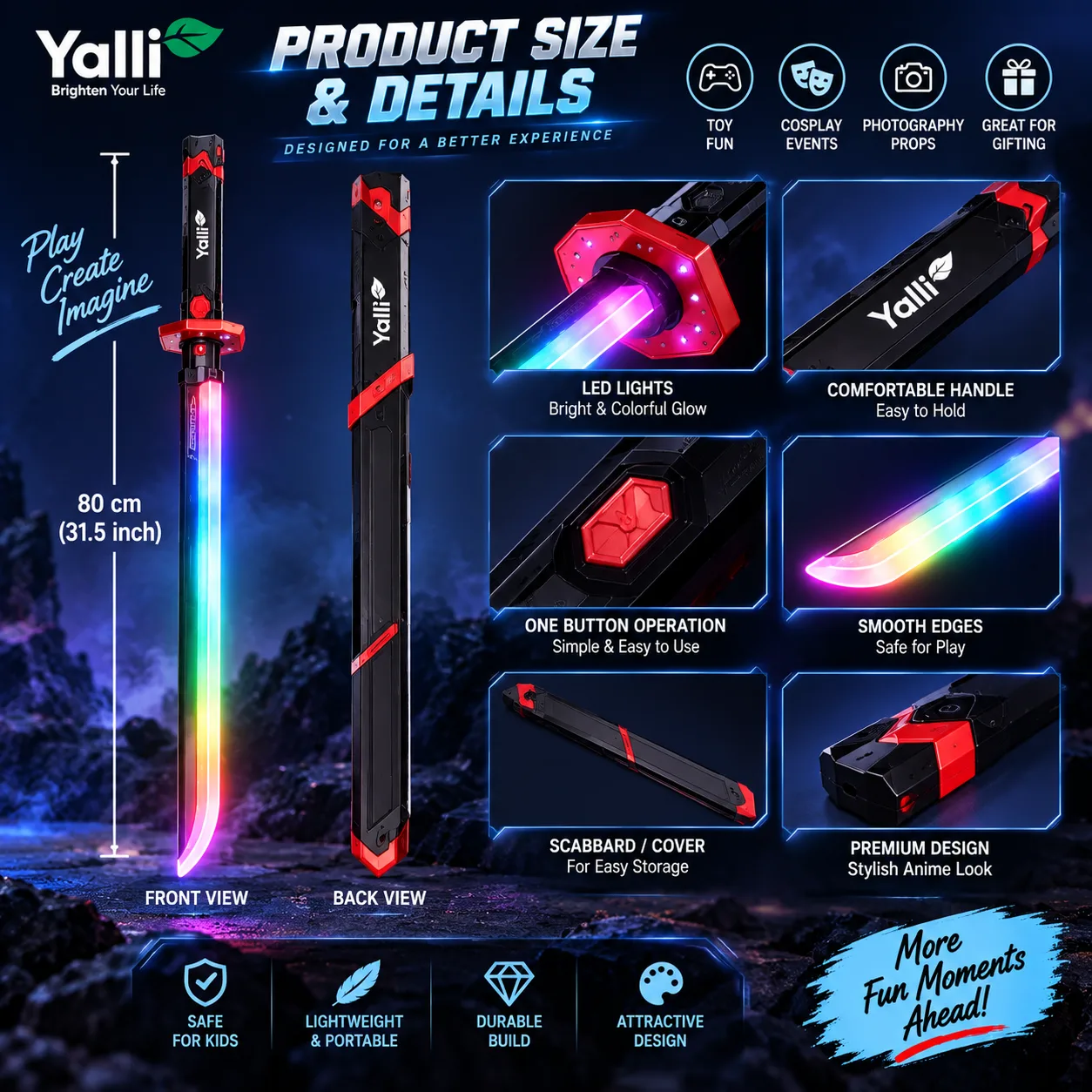 31.5" LED Spark Sword Toy – Light-Up Anime-Inspired Toy Sword 2