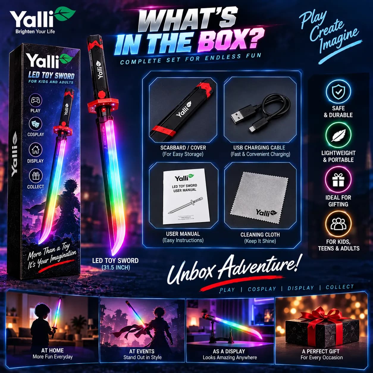 31.5" LED Spark Sword Toy – Light-Up Anime-Inspired Toy Sword 6