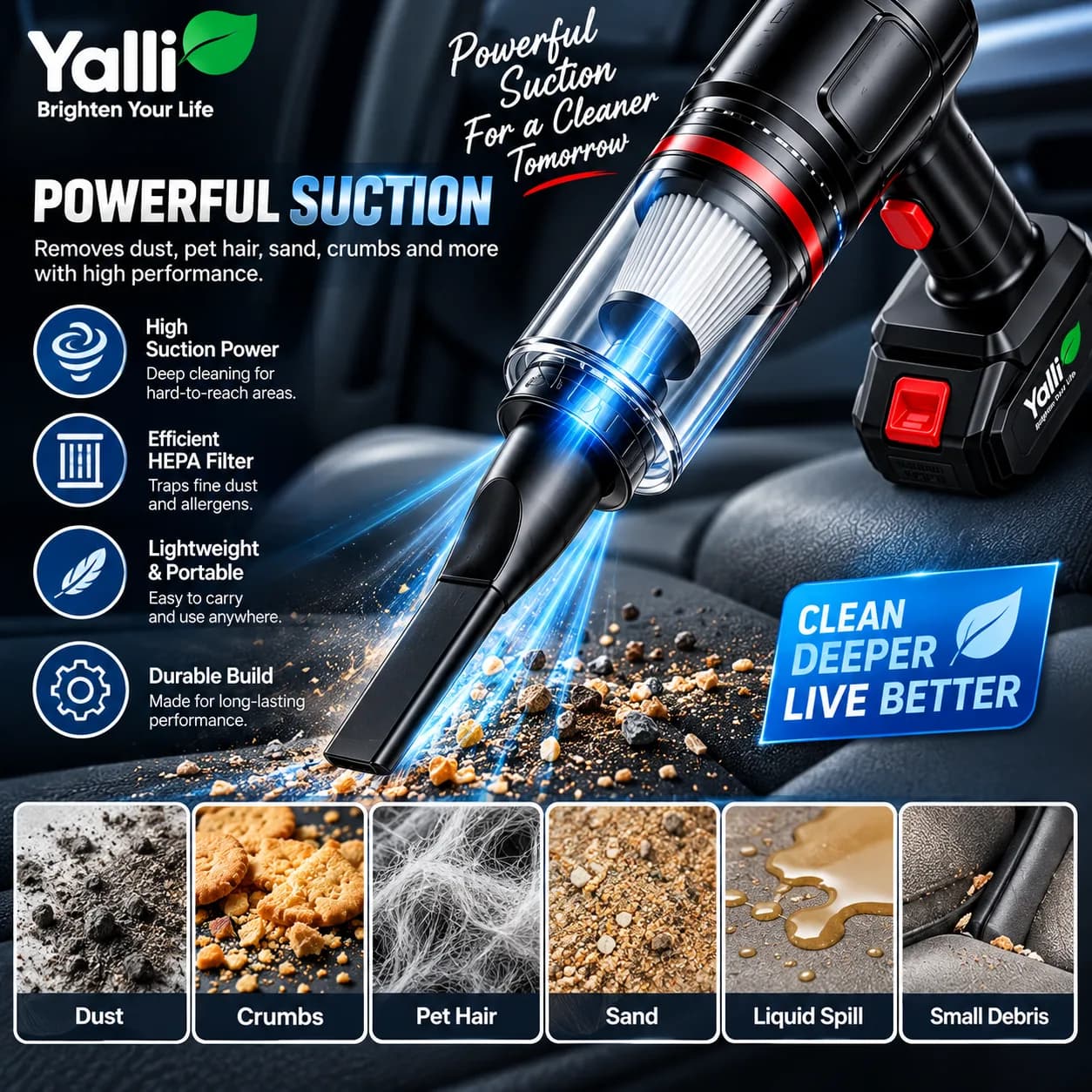 3-in-1 Car Vacuum Cleaner – Vacuum, Blow & Inflate 6