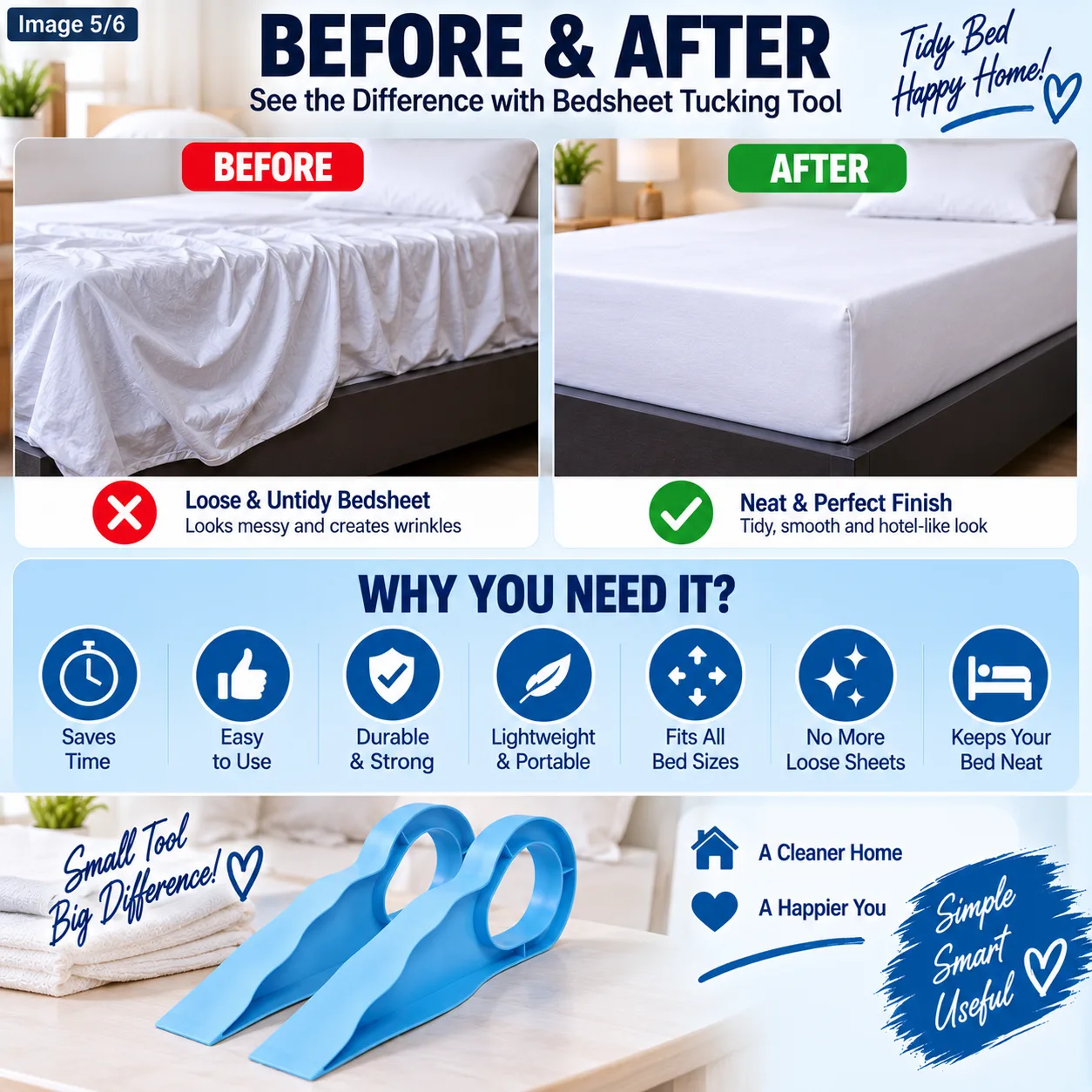 Bedsheet Tucking Tool / Mattress Lifter – Pack of