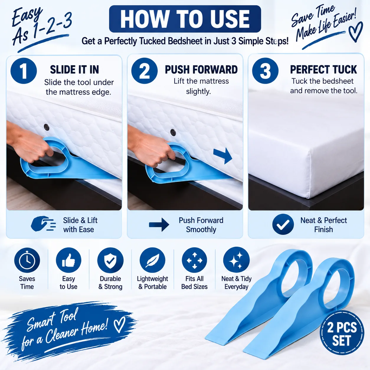 Bedsheet Tucking Tool / Mattress Lifter – Pack of 3