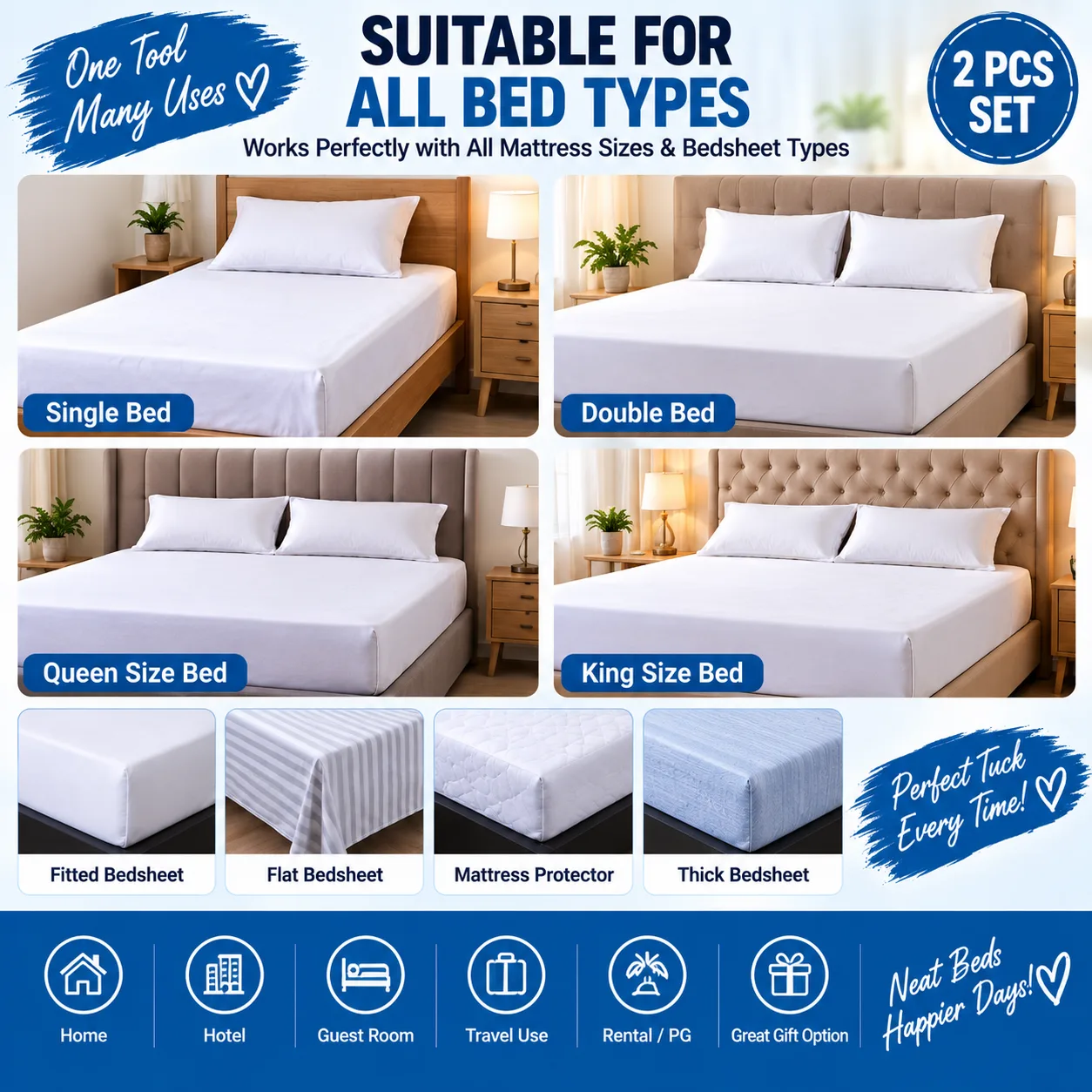 Bedsheet Tucking Tool / Mattress Lifter – Pack of 5