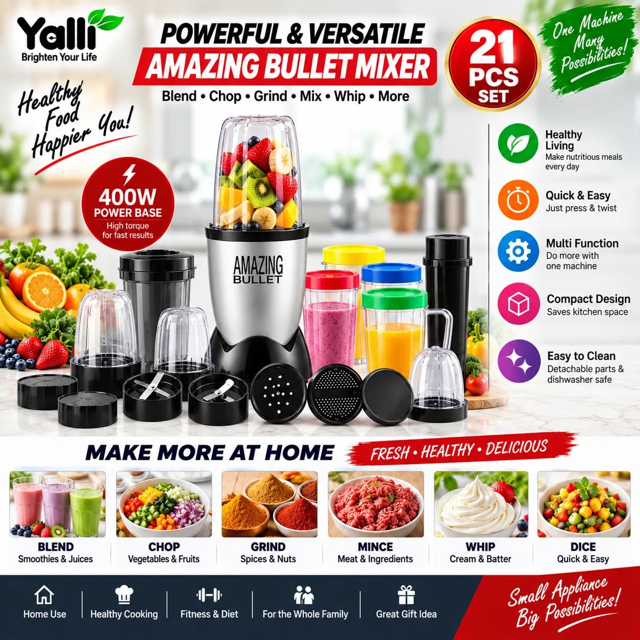 Amazing Bullet Mixer – 21 Pcs Blender & Juicer Set 2
