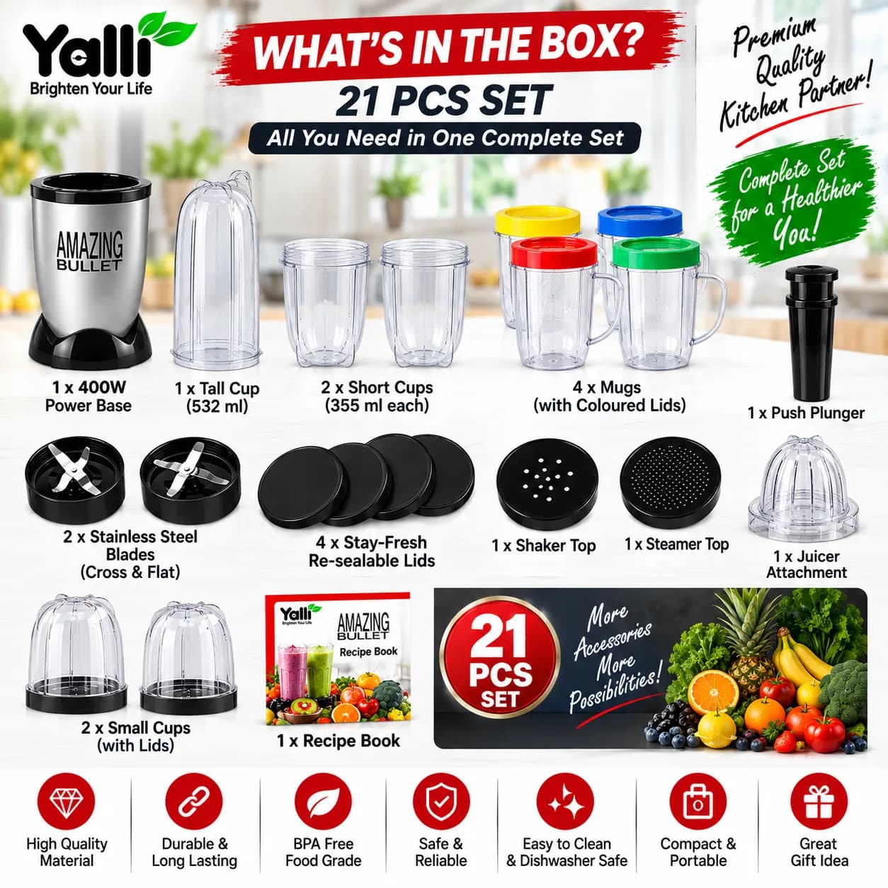 Amazing Bullet Mixer – 21 Pcs Blender & Juicer Set 3