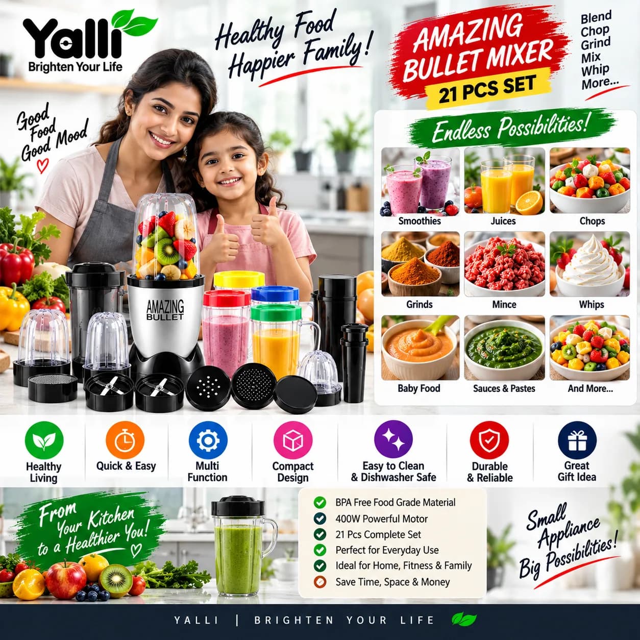 Amazing Bullet Mixer – 21 Pcs Blender & Juicer Set 7