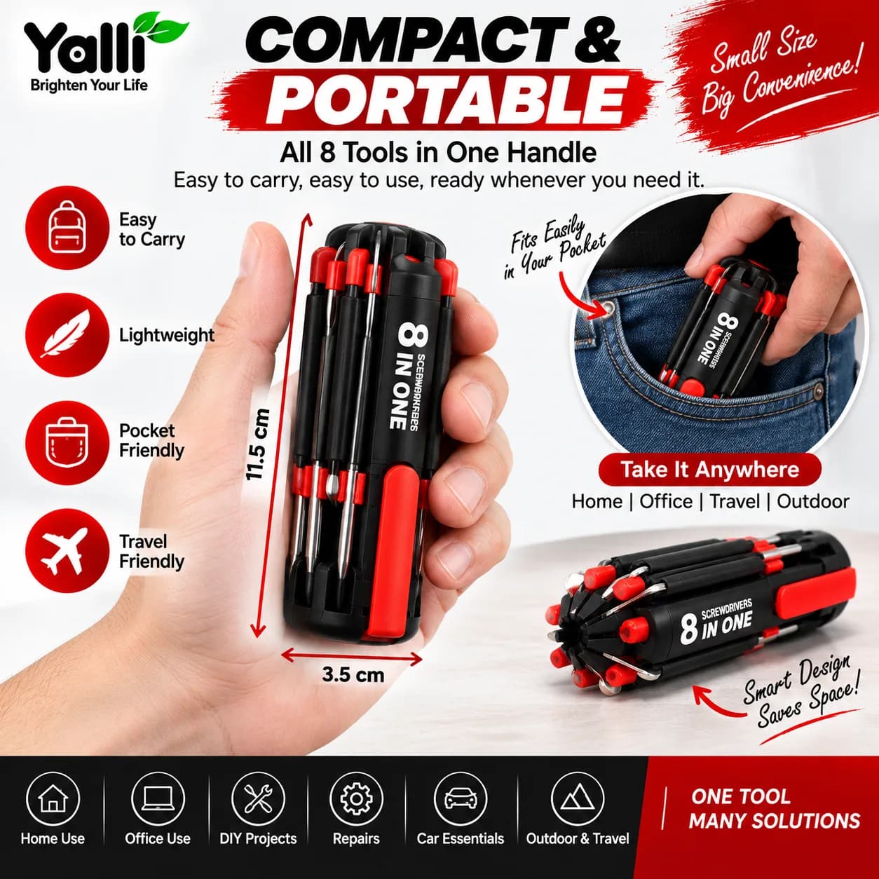 8-in-1 Multi-Function Screwdriver Kit with LED Torch 5