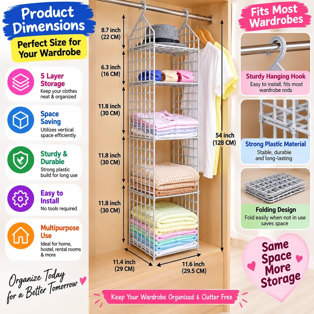 5 Layer Folding Plastic Clothes Storage Rack 2