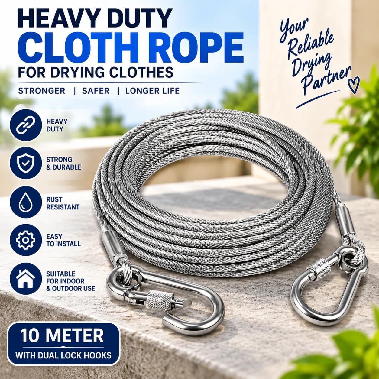 Heavy Duty Cloth Rope – 10 Meter
