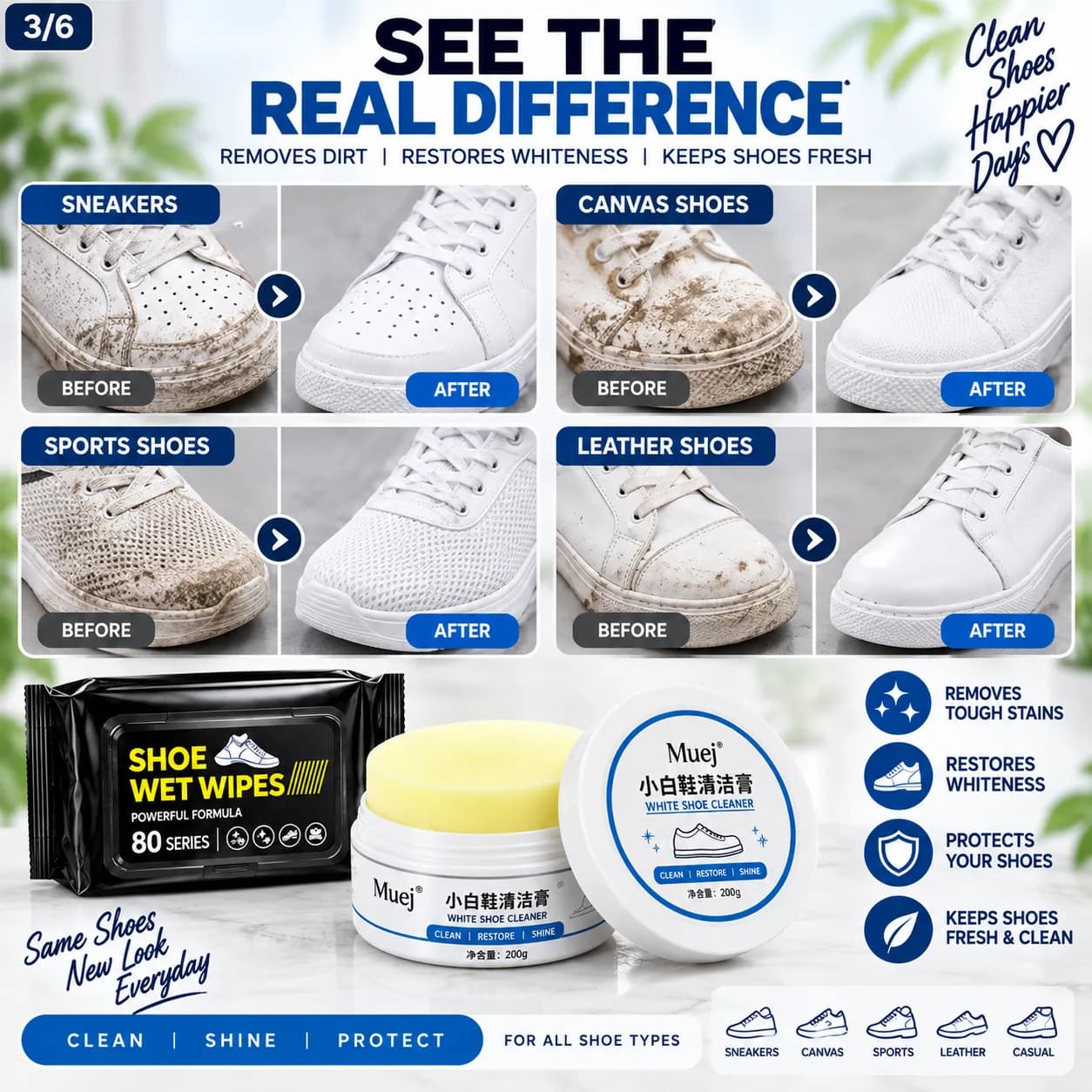 Shoe Care Cleaning Combo – White Shoe Cleaner + 80 Series Wet Wipes 3