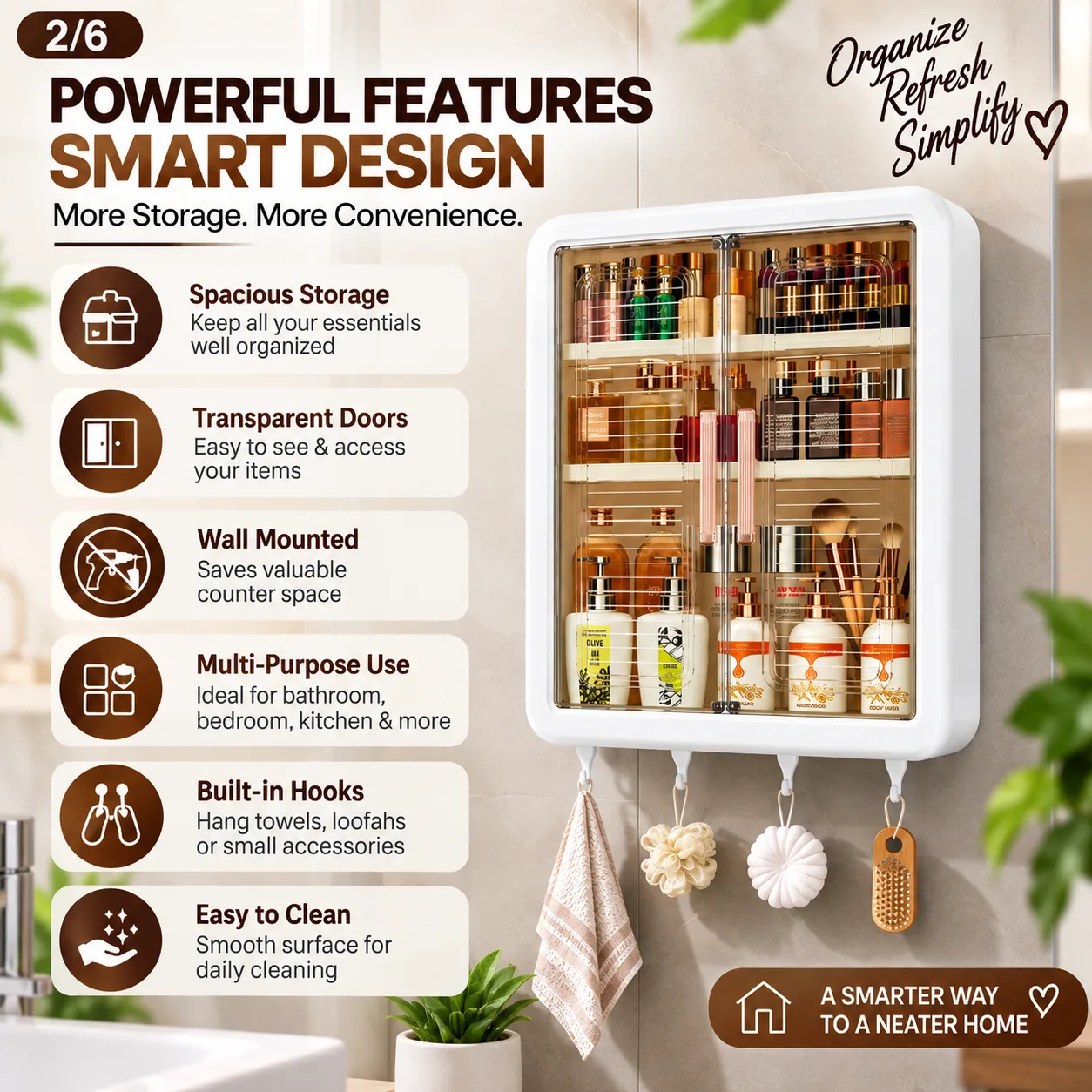 Wall Mounted Cabinet Organizer with Doors 3
