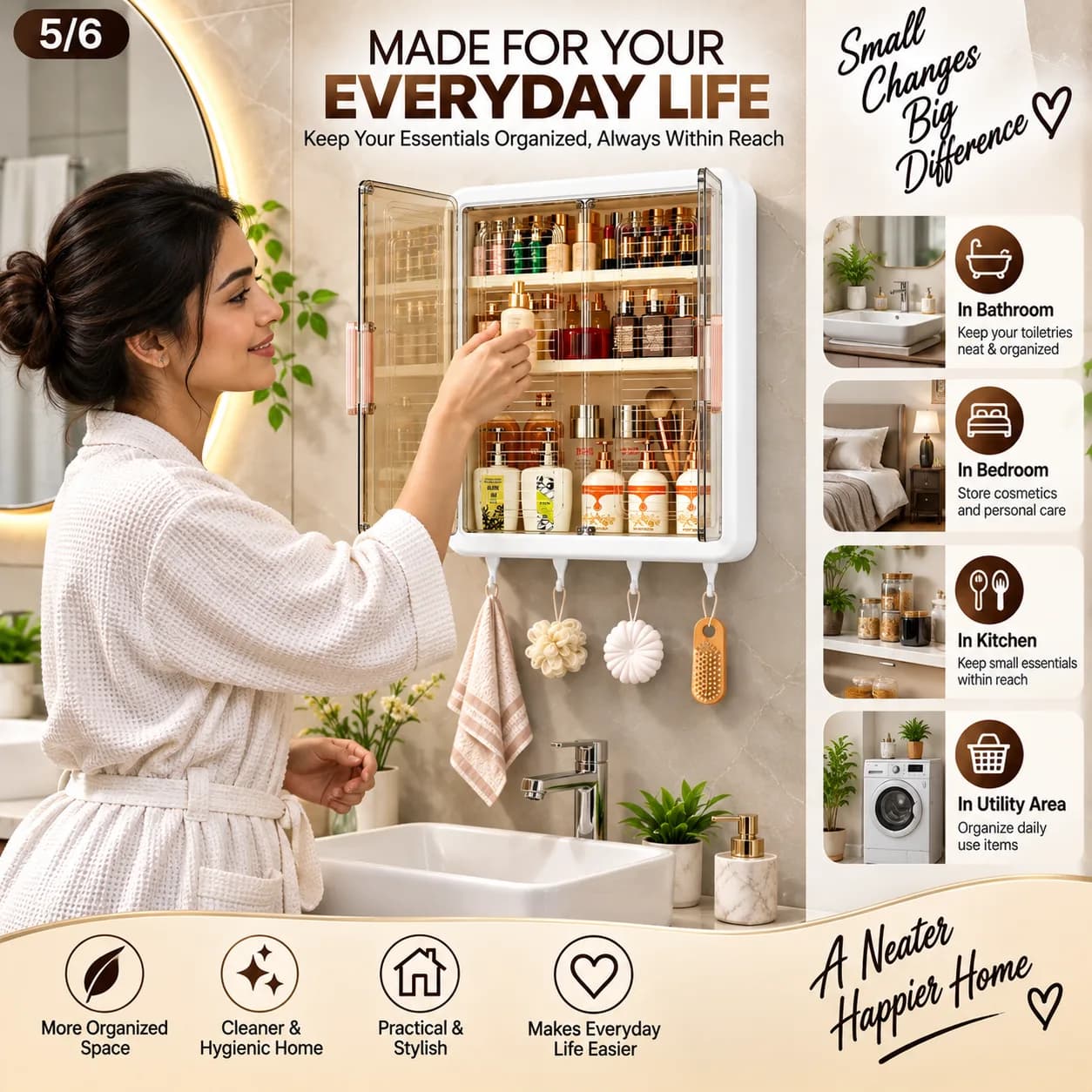 Wall Mounted Cabinet Organizer with Doors 5