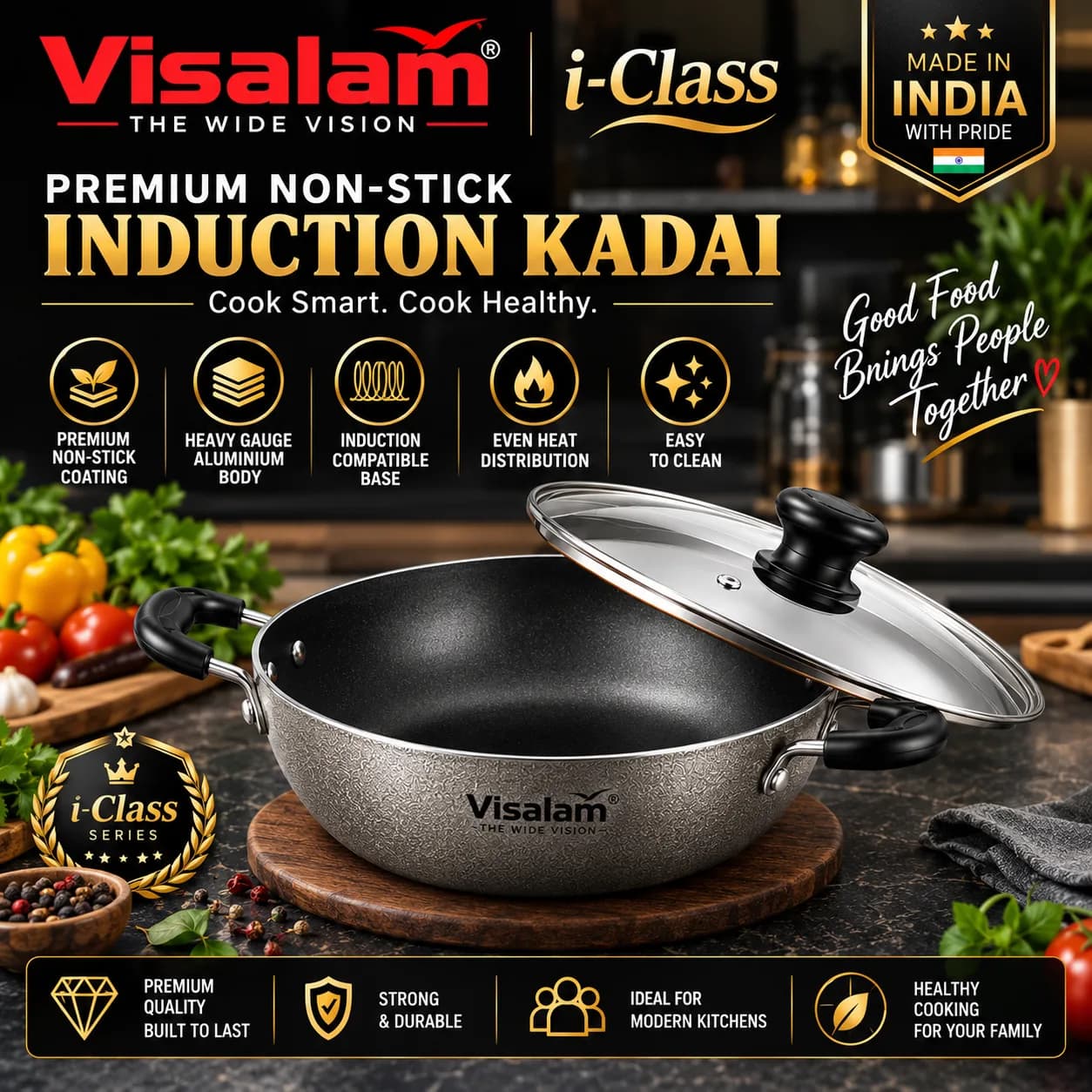 Visalam i-Class Premium Non-Stick Induction Kadai