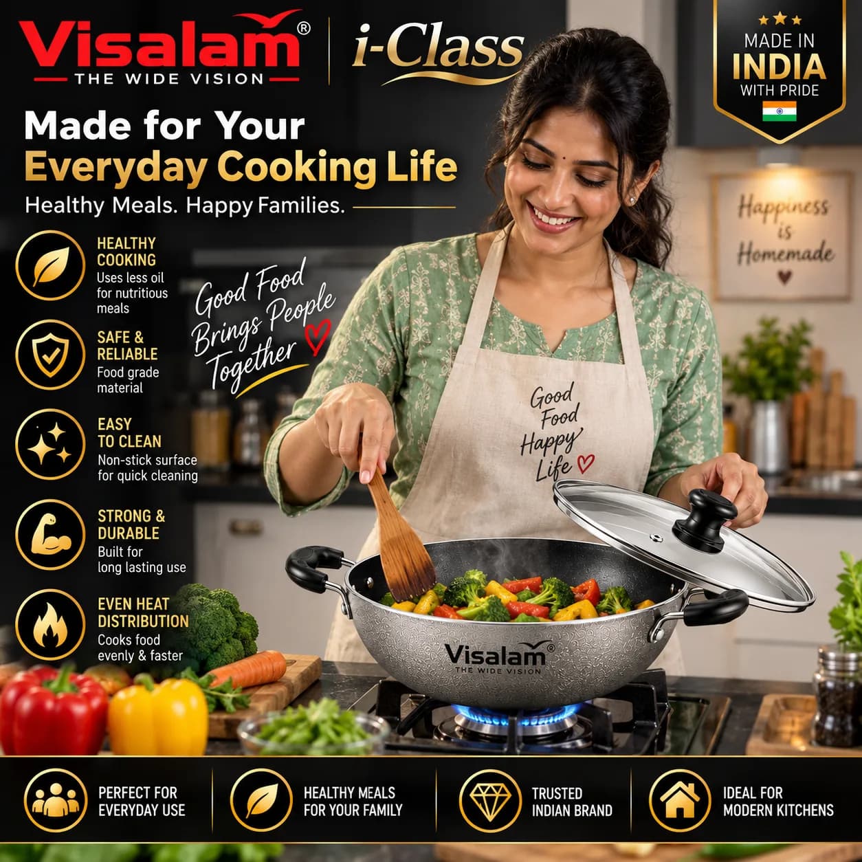 Visalam i-Class Premium Non-Stick Induction Kadai 5
