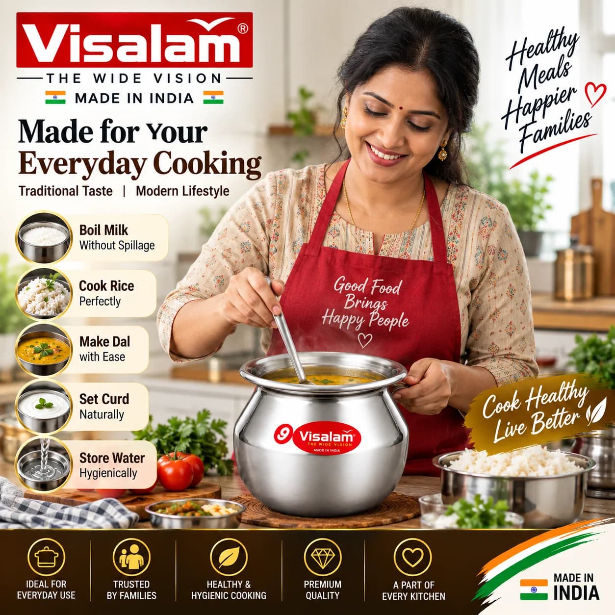 VISALAM Stainless Steel Traditional Pot – Complete Product Details 2