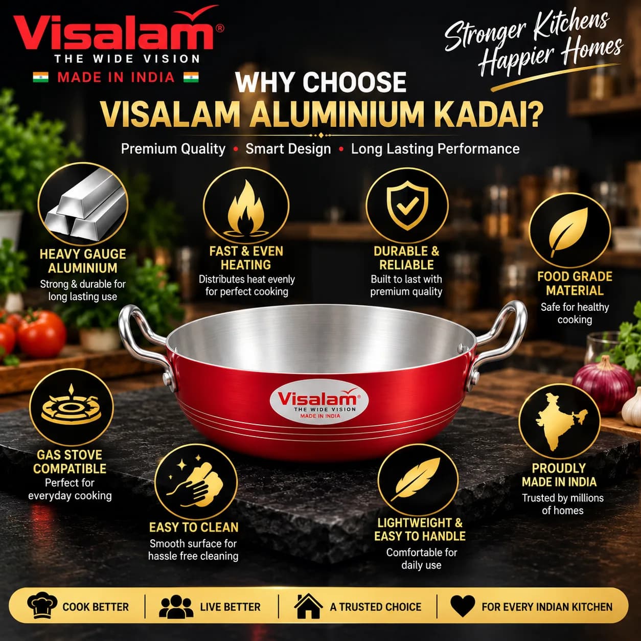 Visalam Premium Aluminium Kadai No. 1 3