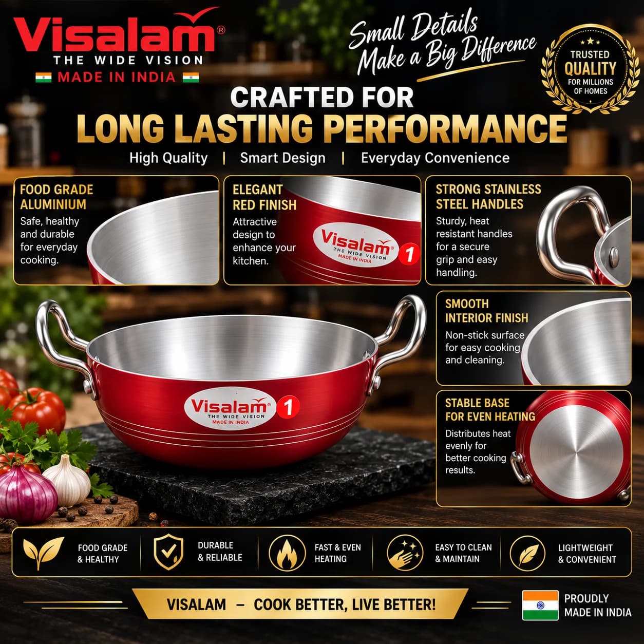 Visalam Premium Aluminium Kadai No. 1 4