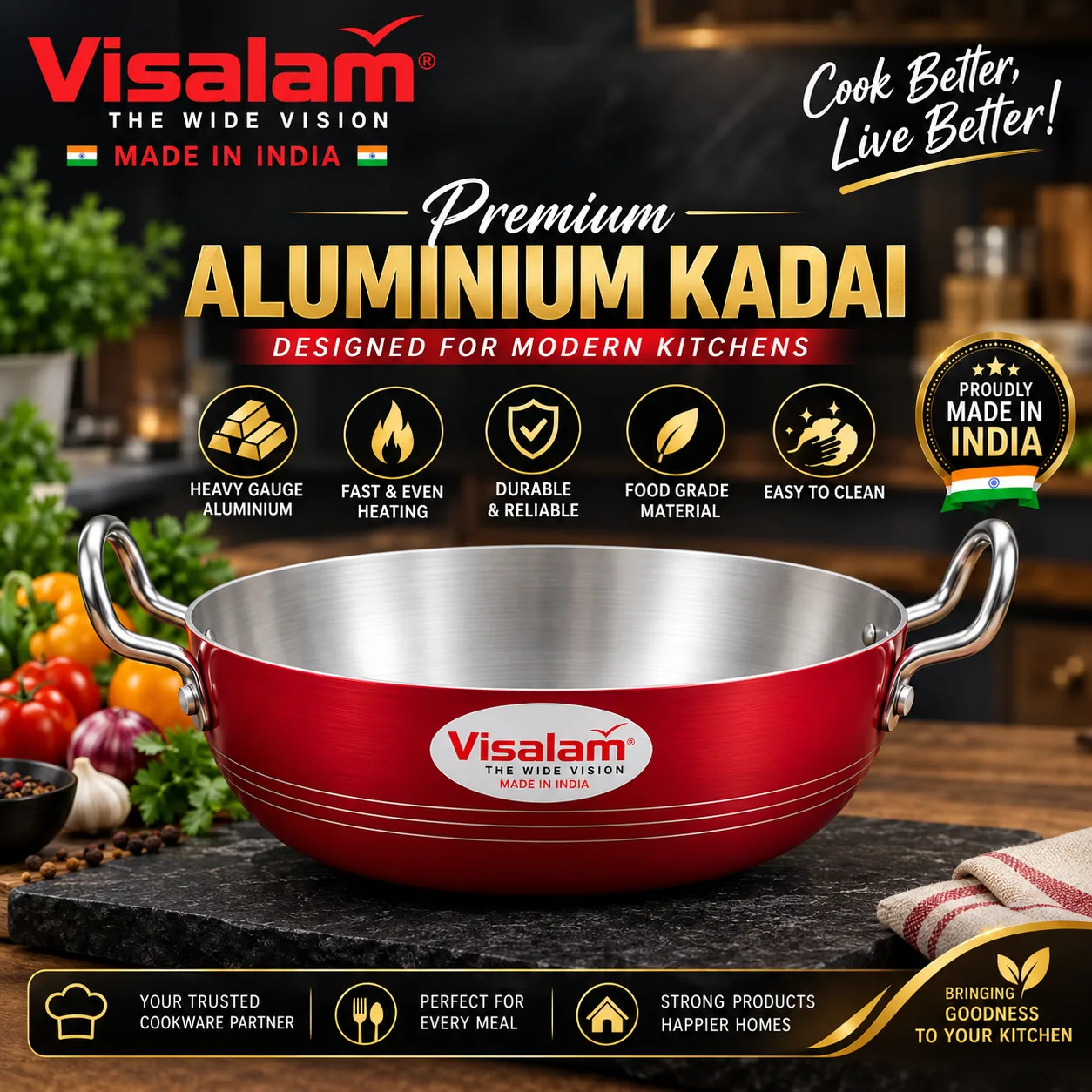 Visalam Premium Aluminium Kadai No. 1