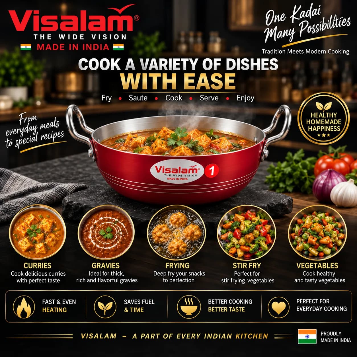 Visalam Premium Aluminium Kadai No. 1 5