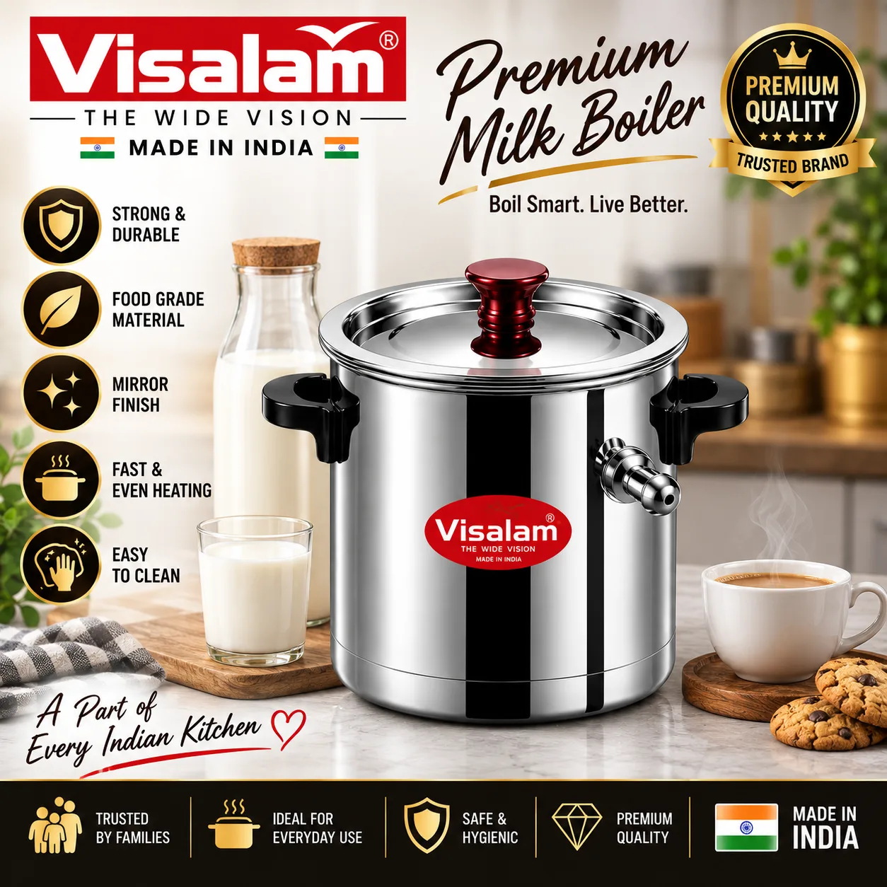 Visalam Elite Premium Milk Boiler – 1 Litre