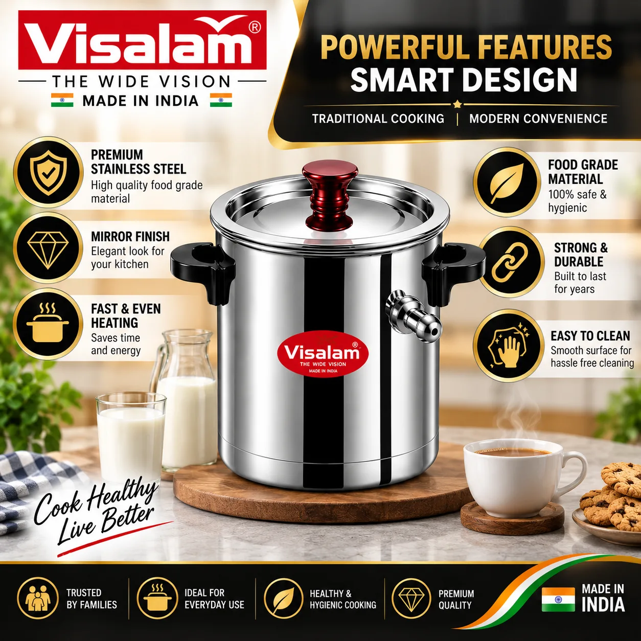 Visalam Elite Premium Milk Boiler – 1 Litre 3