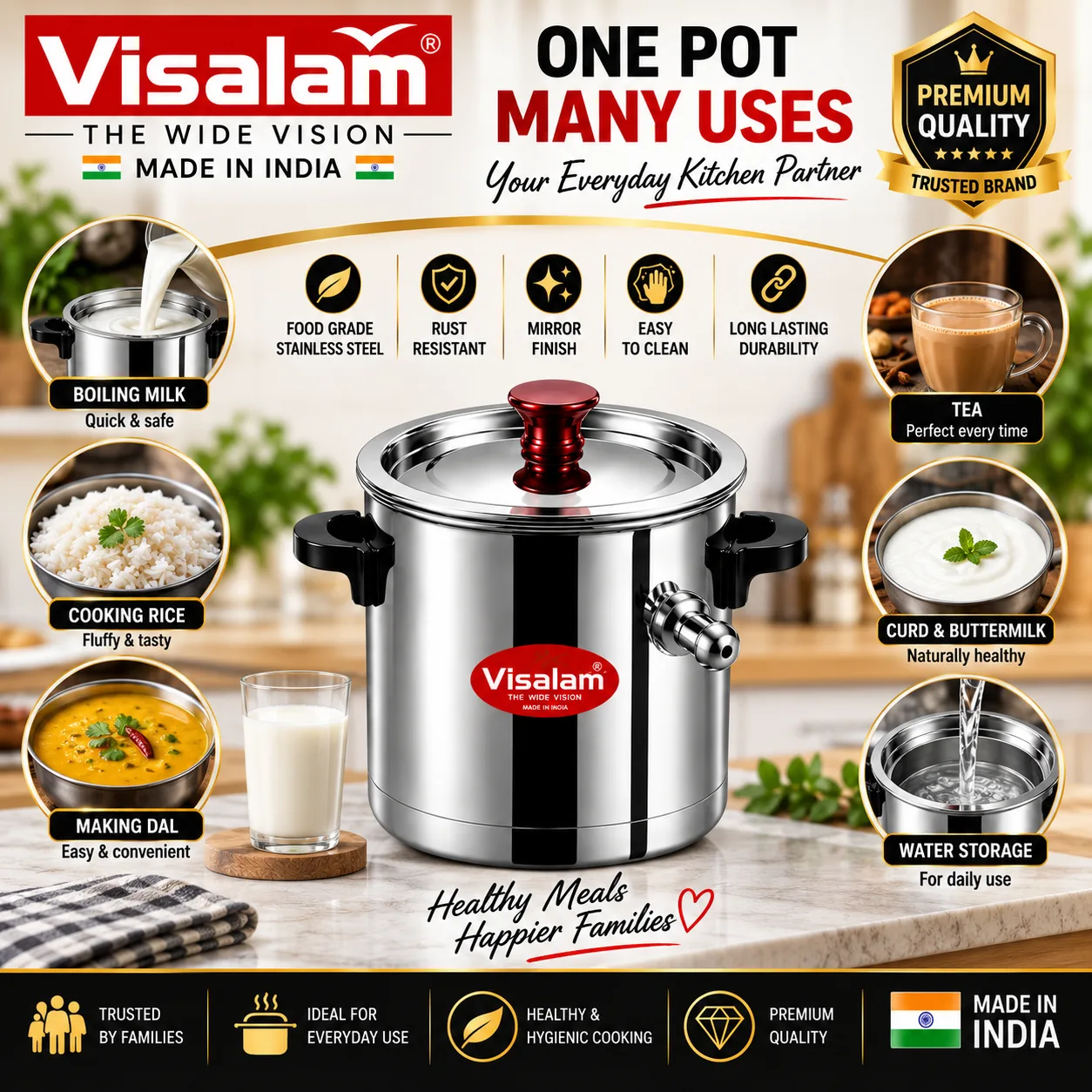 Visalam Elite Premium Milk Boiler – 1 Litre 4
