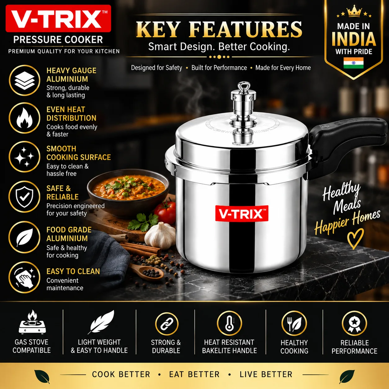 V-TRIX 3 Litre Pressure Cooker – Complete Product Details 2