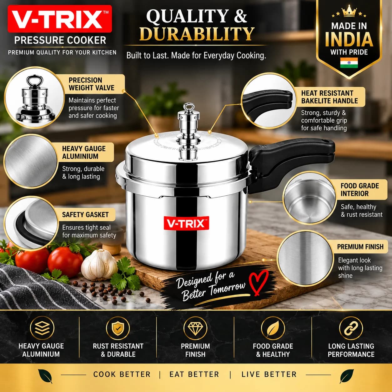 V-TRIX 3 Litre Pressure Cooker – Complete Product Details 3