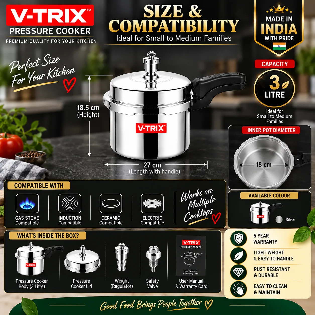 V-TRIX 3 Litre Pressure Cooker – Complete Product Details 6