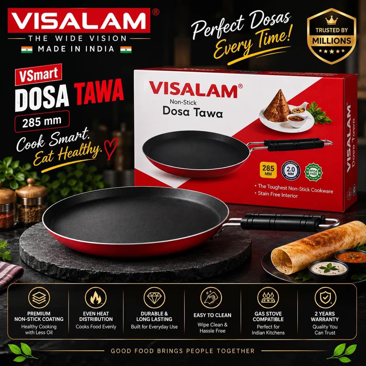 TRISHUL Non-Stick Dosa Tawa – 285 mm