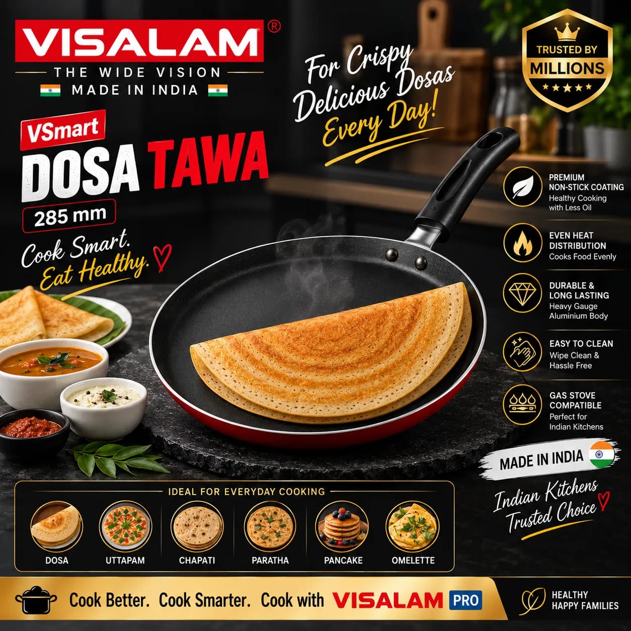 TRISHUL Non-Stick Dosa Tawa – 285 mm 3