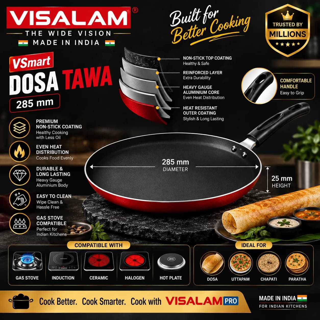 TRISHUL Non-Stick Dosa Tawa – 285 mm 4