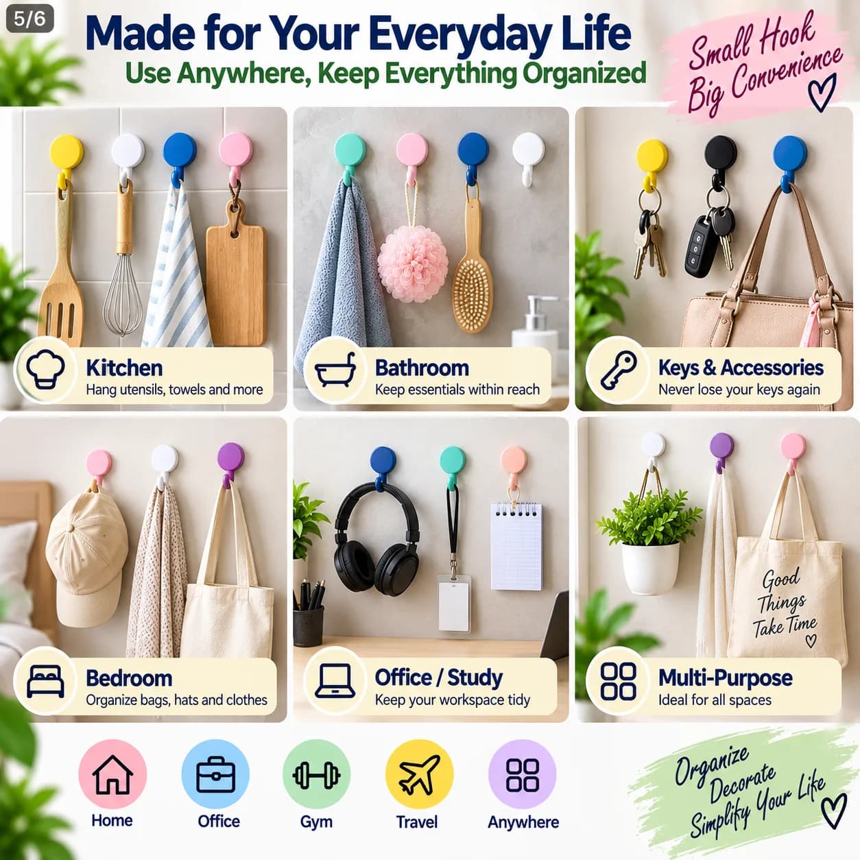 Candy Colour Wall Hooks – 10 Pcs 4