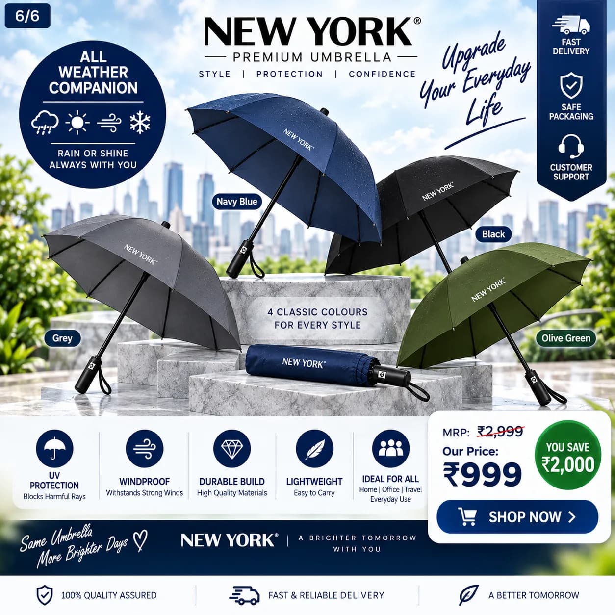 NEW YORK Premium Umbrella – Automatic Windproof Folding Umbrella 2