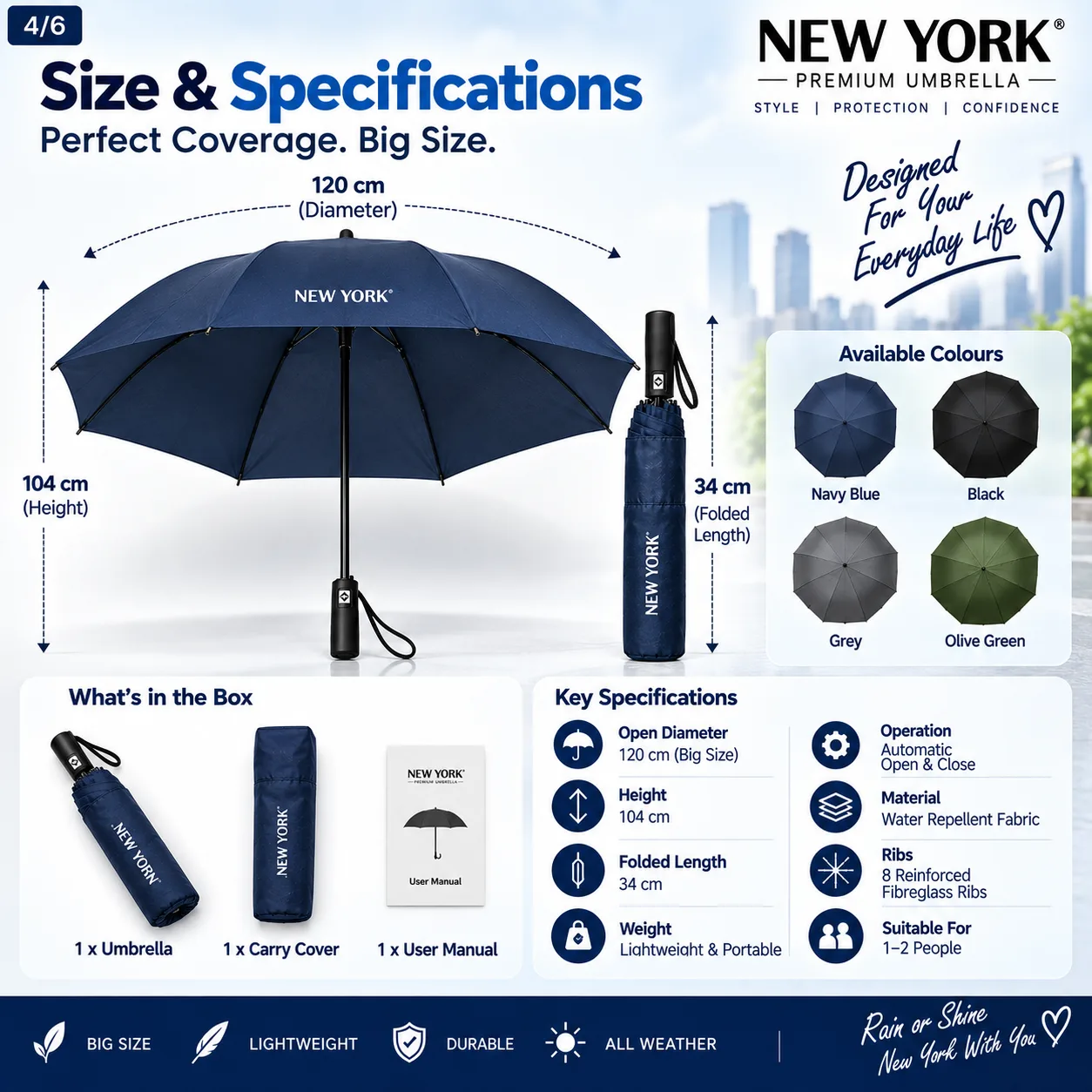 NEW YORK Premium Umbrella – Automatic Windproof Folding Umbrella 3