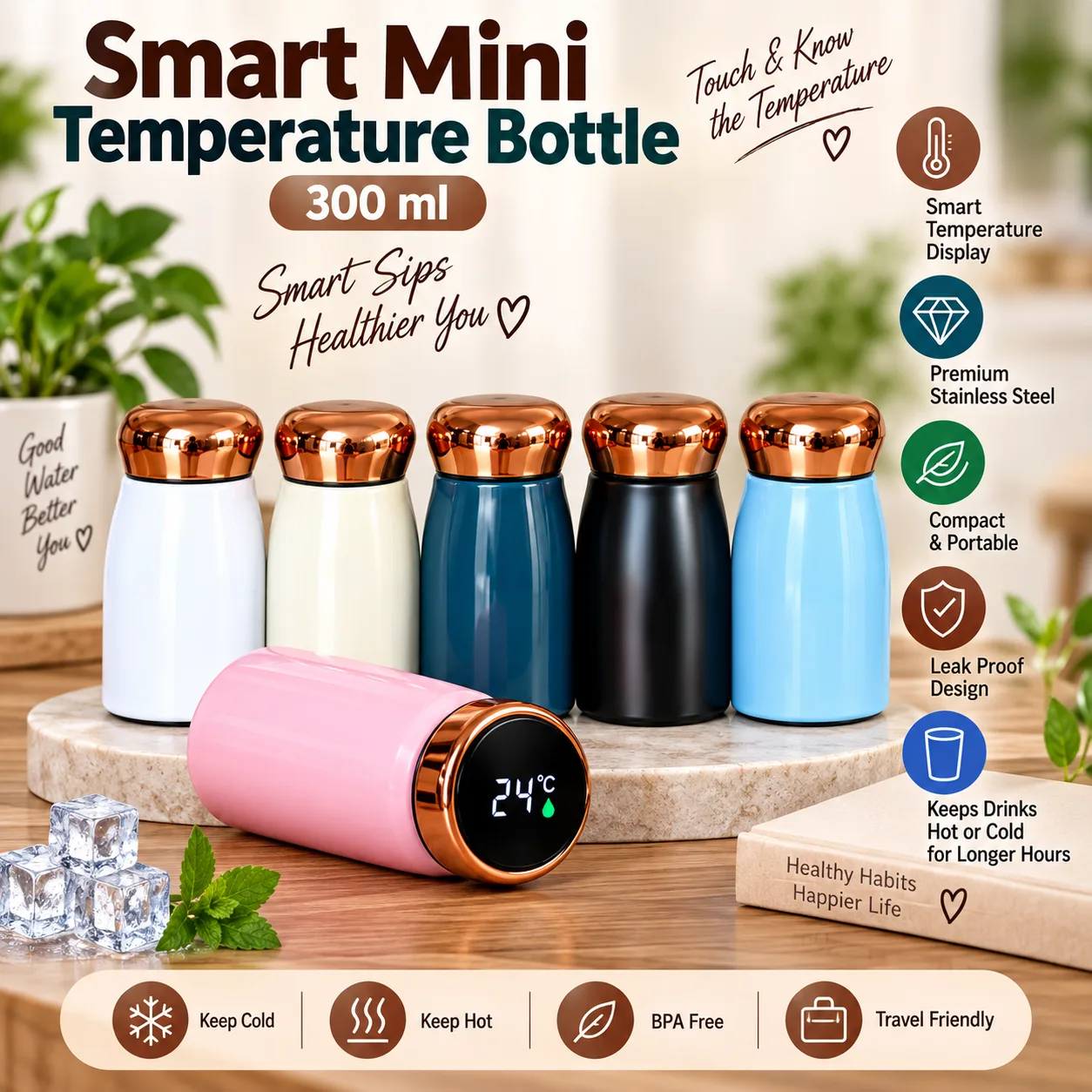 Smart Mini Temperature Bottle – 300 ml