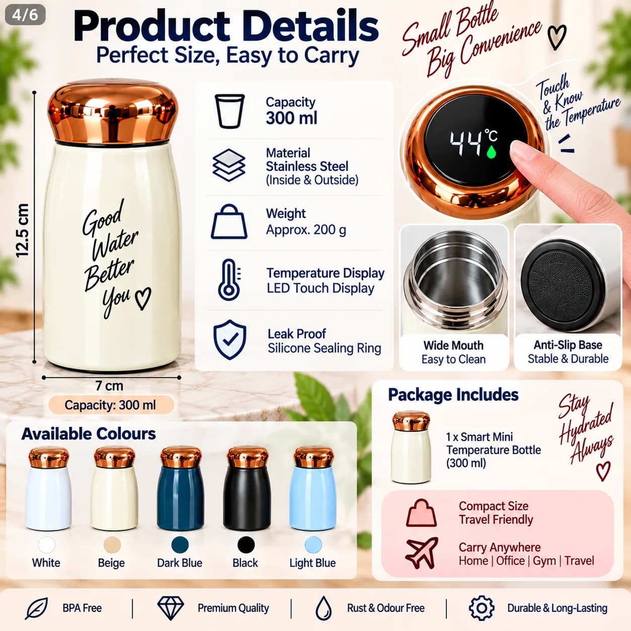 Smart Mini Temperature Bottle – 300 ml 2