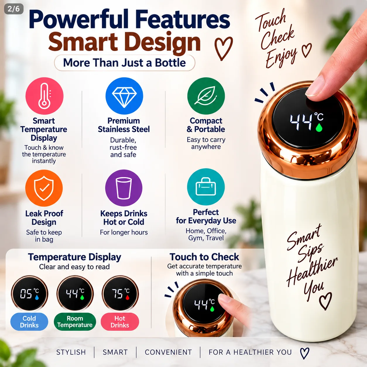 Smart Mini Temperature Bottle – 300 ml 4